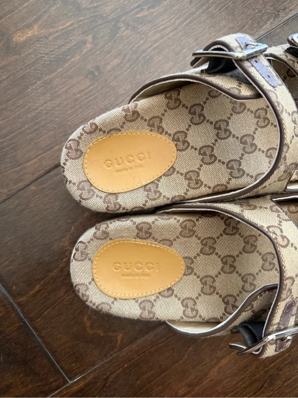 Gucci GG Logo Double-Buckle Sandals